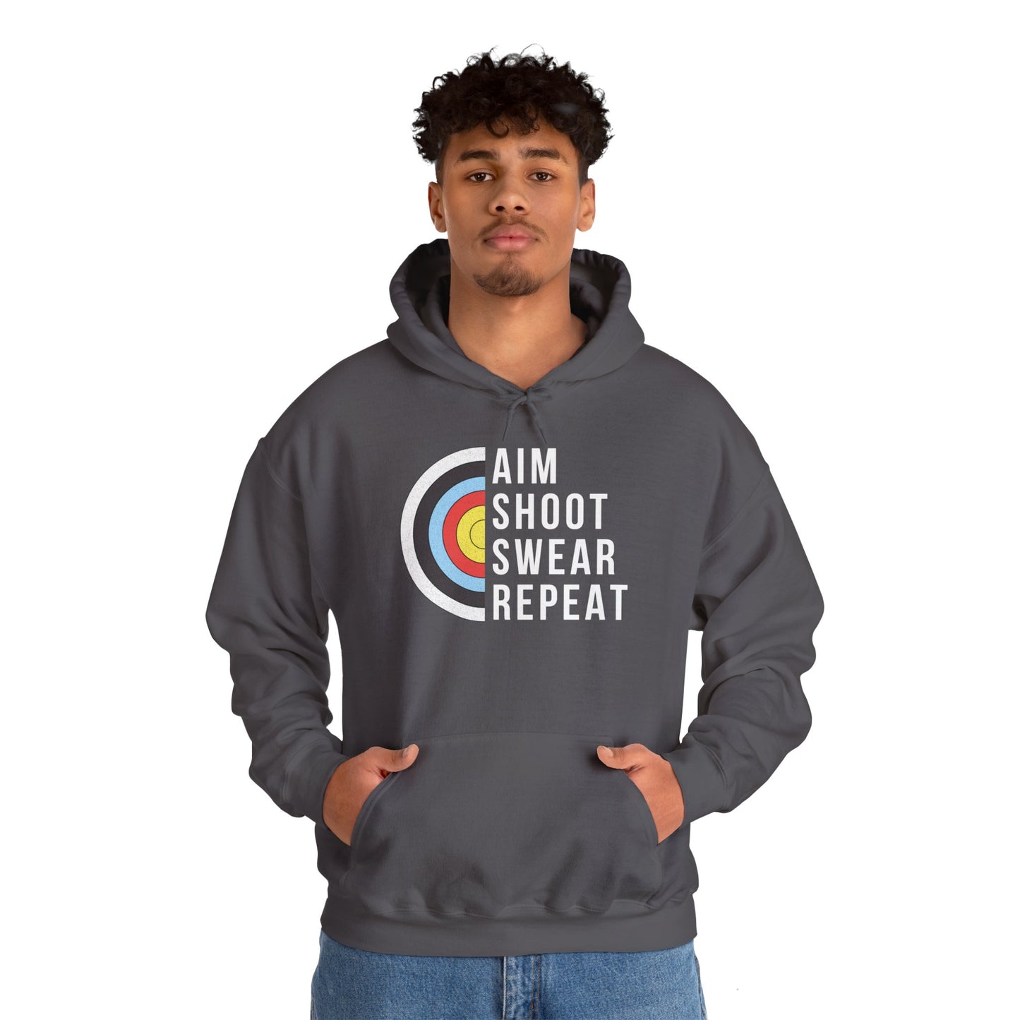 Aim Shoot Swear Repeat Hooded Sweatshirt